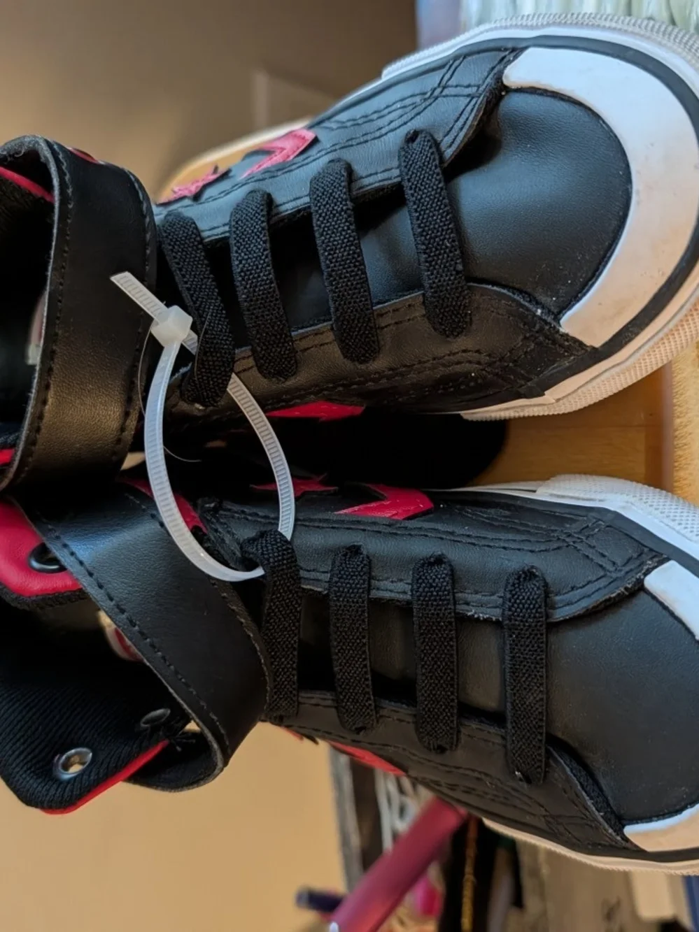 Converse Kids Black and Pink High-Top Sneakers with White Toe Cap